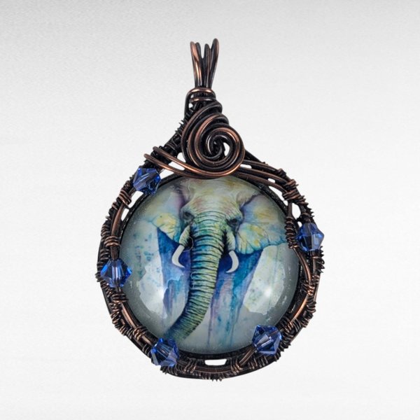 Handmade Copper Wire Wrapped Elephant Pendant | Unique Artisan Jewelry | Nature-Inspired Necklace | Bohemian Style Gift for Animal Lovers