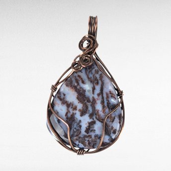 Handmade Copper Wire Wrapped Fancy Jasper Pendant, Boho Jewelry, Statement Necklace Pendant, Gift for Her