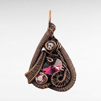 Purple Crystal Pendant | Wire Wrapped Copper Jewelry | Bold & Glamorous Fashion Accessory