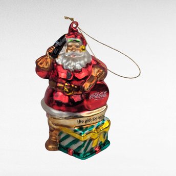 Vintage Coca Cola Santa Claus Blown Glass Ornament. 