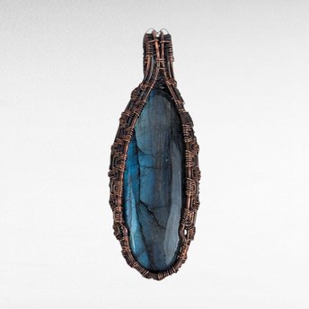 Copper Wire Wrapped Labradorite Pendant