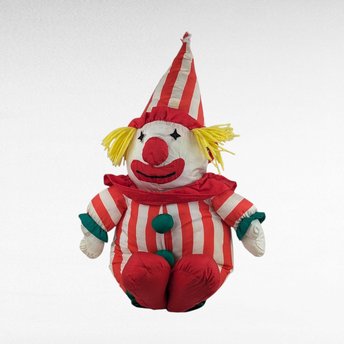 Vintage Soft Clown Doll - Red and White Striped Clown - Plush Toy - Collectible Doll - Circus Decor -Children's Toy