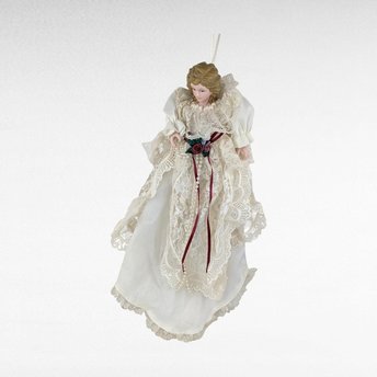 Vintage Porcelain Angel with Lace Dress, 15" Tall, No Body, Christmas Ornament, Holiday Decor, Retro Angel, Collectible Ornaments