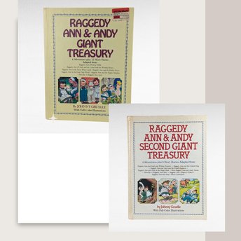 Vintage Raggedy Ann and Andy Book Lot, 1980s Giant Treasury & Second Giant Treasury, Classic Children's Literature