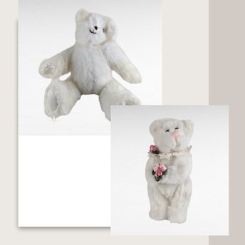 Vintage White Teddy Bears, Joan Chesney Jointed Bear, Berkeley Designs Floral Bear, Collectible Plush Toys, Gift for Collector