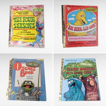 Vintage Sesame Street Little Golden Book Lot, Big Bird, Oscar, Cookie Monster, Four Seasons, Children's Books, Collectible Books