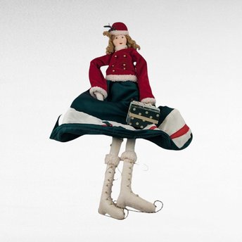 Vintage Ragdoll Shelf Sitter with Ice Skates.