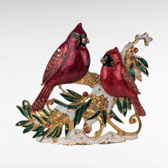 Vintage Enamel Cardinal Candle Holder, Red Bird Tealight Holder,