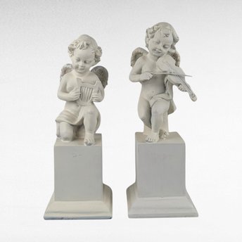 Vintage White Cherub Figurines, Musical Cherub Statues, Resin Cherub Decor, Angel Decor, Home Decor, Gift for Angel Lovers