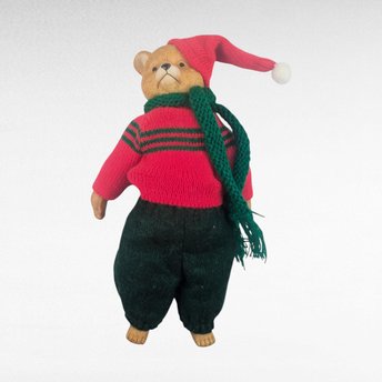 Handmade Porcelain Christmas Bear - 9" Collectible Doll, Holiday Decor, Gift for Collectors, Vintage Christmas Decor