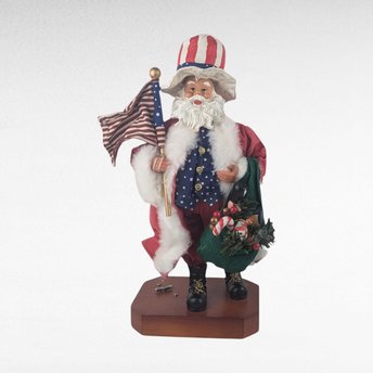 Vintage Kurt Adler Patriotic Santa Music Box, Americana Christmas Decor, Collectible Holiday Figurine, Gift for Collector