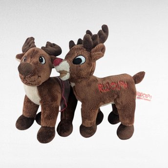 Vintage Dandee Rudolph & Dancer Plush Set, Christmas Holiday Decor, Nostalgic Plush Toys, Gift for Rudolph Fan