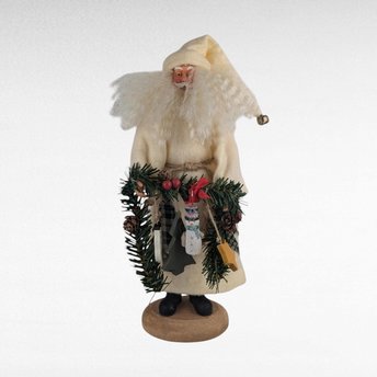 Vintage Off White Santa Figure, 12.5" Neutral Toned Santa, Rustic Christmas Decor, Unique Santa Figurine, Gift for Santa Collector