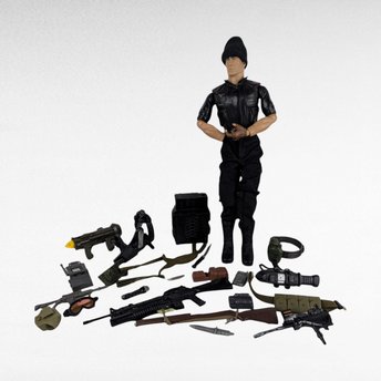 Vintage 1990s Hasbro GI Joe Action Figure, Black Outfit, MISSING HAND, Accessories, 12", Collectible Toy, Gift for Collector