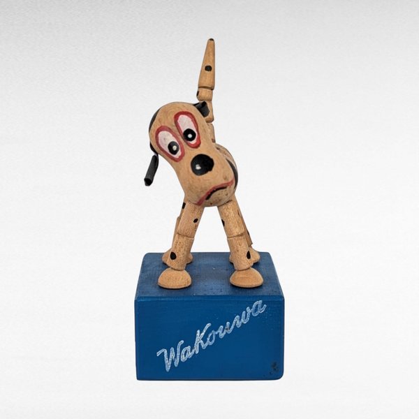 Vintage Wakouwa Wood Dog Push Toy, 5.5" Tall, Original Box, Collectible Wooden Toy, Retro Toy, Gift for Child, Nostalgic Decor