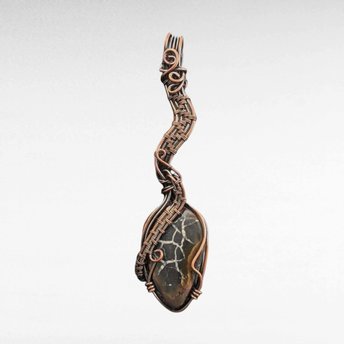 Handmade Septarian Pendant, Copper Wire Wrapped Gemstone Jewelry, Unique Gift for Women, Oxidized Copper Pendant, Black and Tan Septarian