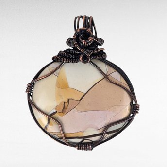 Copper Wire Wrapped Pendant | Mookaite Jasper | 2" | No Chain | Unique Gift | Handmade Jewelry