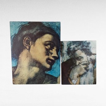 Vintage Michelangelo Prints, Adam & Jeremiah, Museum Print Editions, Religious Art, Italian Renaissance, Gift for Art Lovers