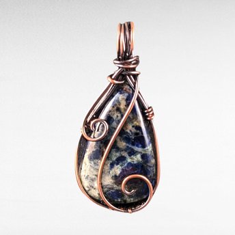 Handcrafted Copper Wire Wrapped Sodalite Pendant | Unique Boho Jewelry | Calming Stone
