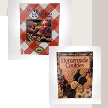 Vintage Better Homes and Gardens Dessert Cookbook Pair - Homemade Holidays & Cookies, 1990s Recipes, Retro Baking