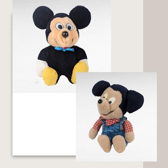 Vintage 1970s Mickey Mouse Plush Toys, Collectible Disney Memorabilia, Classic Character Dolls, Gift for Collectors