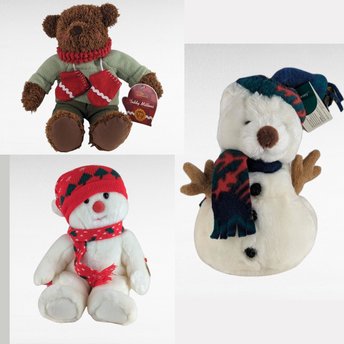 Vintage Christmas Plush Lot, Russ Snowbeary, Hallmark Teddy Mittens, Ty Snowboy, Holiday Plush Toys, Gift for Christmas Lovers