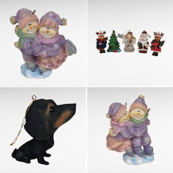 Vintage Resin Christmas Ornaments | Marathon Ornaments, Skating Snowmen, Dachshund Dog | Festive Holiday Decor