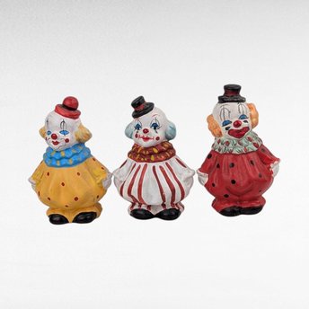 Vintage Ceramic Clown Figurines, Set of 3, Clown with Hats, Collectible Clown Decor, Made in China