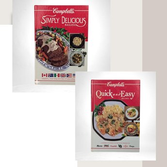 Vintage Campbell's Cookbook Pair - 1990s Simply Delicious & Quick and Easy Recipes - Classic Soup Dishes - Gift for Home Cook