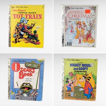 Set of 4 Vintage Little Golden Books, Donald Duck, Christmas Carol, Oscar's Book, Mickey Mouse, Children's Story Collection