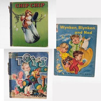 Set of 3 Vintage 1940s Children's Books, Toys, Chip Chip, Wynken Blynken and Nod, Illustrated Hardcovers, Classic Kids Reads