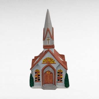 1989 Rex and Lee Ceramic Church Building, Vintage Village Display Piece, Hand-Painted Church Decor, Holiday Village Addition
