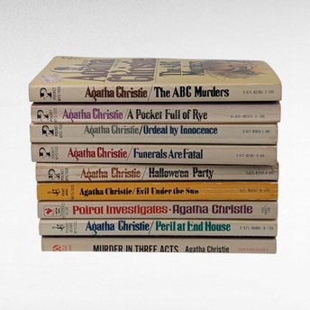 Vintage Agatha Christie Softcover Set, 9 Mystery Books, Collectible Crime Fiction, Gift for Book Lover, Paperback Novels