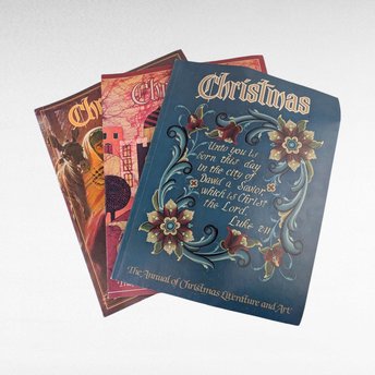 Vintage 1980s Christmas Literature Art Annuals Set of 3 Holiday Reading