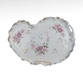 Antique Limoges W.G Floral Porcelain Platter - French Dresser Tray Vanity Decor