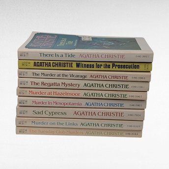 Vintage Agatha Christie Softcover Set, 9 Mystery Books, Collectible Crime Fiction, Gift for Book Lover, Paperback Novels