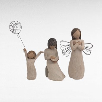 Vintage Willow Tree Figurines Set of 3 Sign of Love Wisdom Birthday Girl Collectible Home Decor Gift
