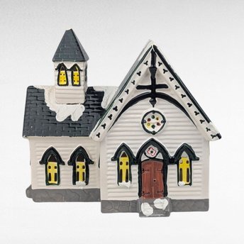 Vintage 1988 Dept 56 Snow Village Church of the Open Door Lighted Building With Box & Cord, D56 Christmas Collectible