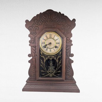 Antique Waterbury Tampa Gingerbread Clock, Non Working, For Parts or Repair, Victorian Wood Mantel Clock, Decorative Accent