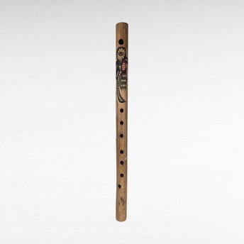 Vintage Handmade Carved Inca Quena Flute, 17 Inch, Andean Wooden Musical Instrument, Peruvian Folk Art Design
