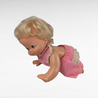 Vintage Mattel Baby That a Way Doll 1974, Non Working For Display or Parts, 70s Crawling Baby Doll with Box, Nostalgic Collector Toy