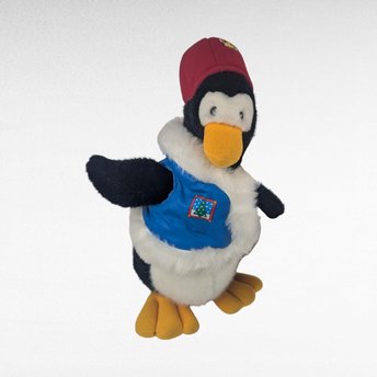 Vintage 1989 Daytons Captain Jingle Penguin Plush, 16" Stuffed Animal, Santa Bear Collection Holiday Decor, Collectible Christmas Toy