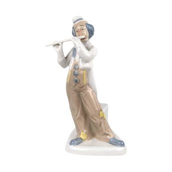 Vintage Porcava Villamarchante Valencia Porcelain Clown Playing Flute Figurine, Spanish Clown Decor, Whimsical Gift
