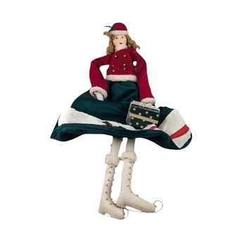 Vintage Ragdoll Shelf Sitter with Ice Skates, 22 Inch Holiday Decor, Collectible Doll, Gift for Child or Collector