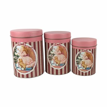 Vintage House of Lloyd Christmas Nesting Tins, Dog & Girl Design, Set of 3, Collectible Holiday Decor, Gift for Collector