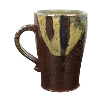 Vintage Handmade Pottery Mug, Studio Pottery, Signed CS, Brown and Tan Glaze, Rustic Coffee Mug