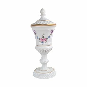Vintage Westmoreland Roses and Bows Footed Urn with Lid, 12.5" Height, Porcelain Decorative Urn, Elegant Home Decor, Gift for Collector