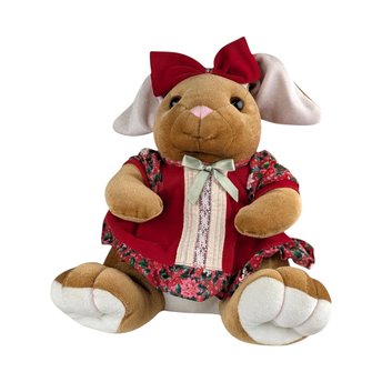 1985 Commonwealth Velveteen Rabbit Christmas Bunny Plush, Vintage Holiday Decor, Collectible Stuffed Animal, Gift for Rabbit Lovers