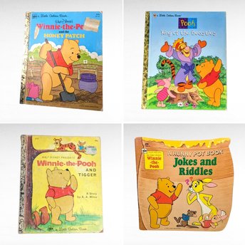 Vintage Winnie the Pooh Book Lot, Pooh King of the Beasties, Honey Patch, Jokes & Riddles, Tigger Golden Book, A.A. Milne, Children's Books