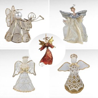 Vintage Angel Christmas Ornament Lot, Lace Angel Toppers, Enesco 2000 Angel, Shell Ornament, Holiday Decor, Angel Collector Gift
